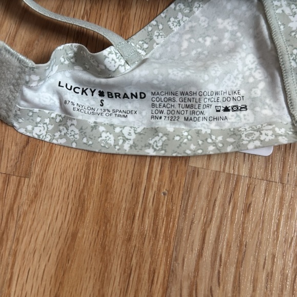 Lucky Brand sage floral laser cut lightly padded lounge bra. NWT. Small. - Picture 5 of 5